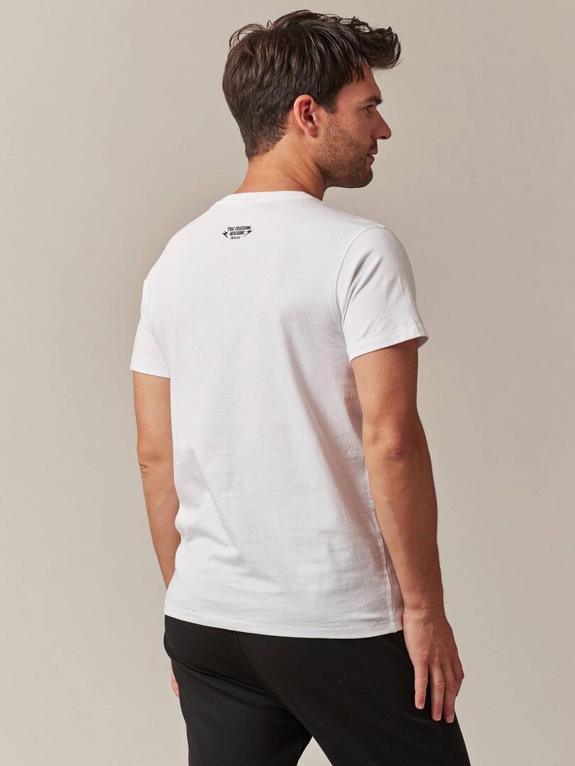 Keephen T-Shirt Imprimé Lettres Moto Rétro Col Rond Homme - T-Shirt Biker Mode