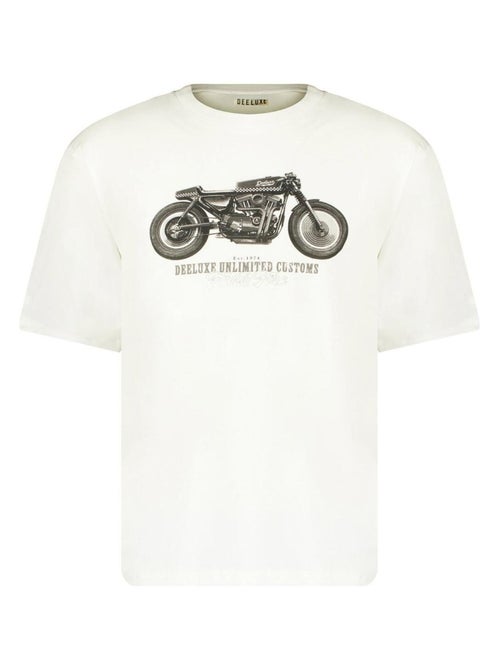 tshirt col rond avec imprimé moto vintage sur le devant 'Deeluxe' - Kiabi