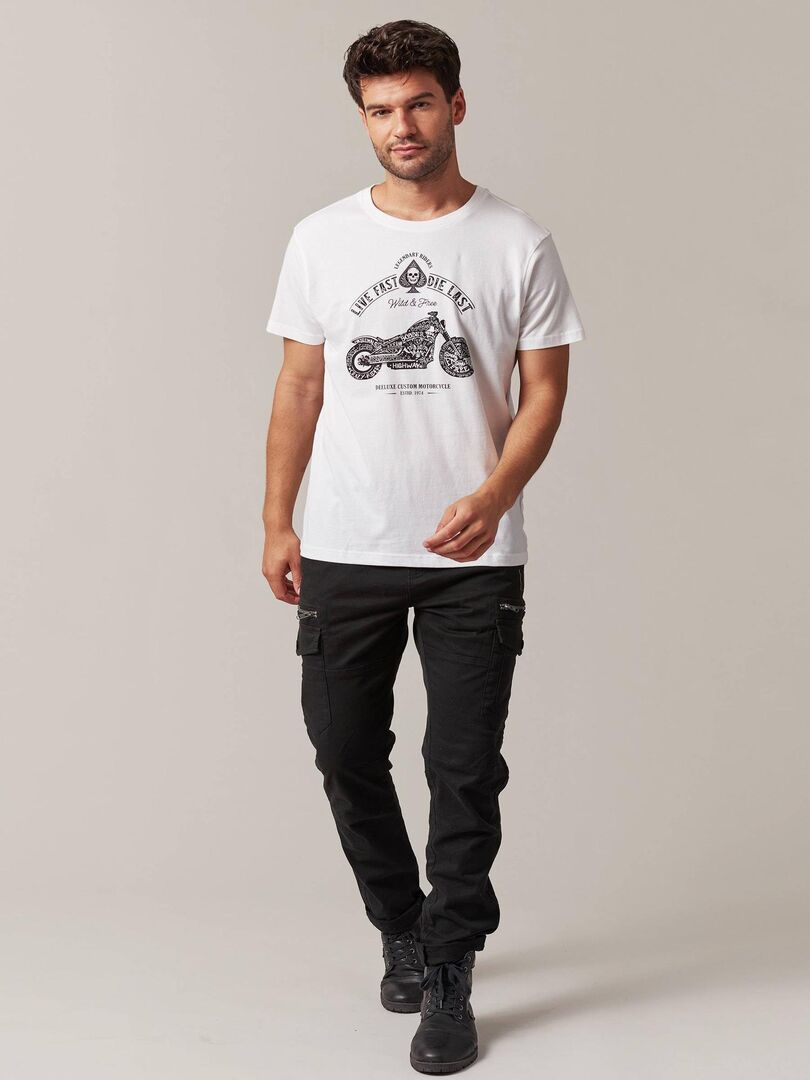 T-shirt EAT SLEEP MOTO PISTE COURSE - Imprimé Brillant Dans Le Noir - Fruit Of The Loom, Coupe Classique