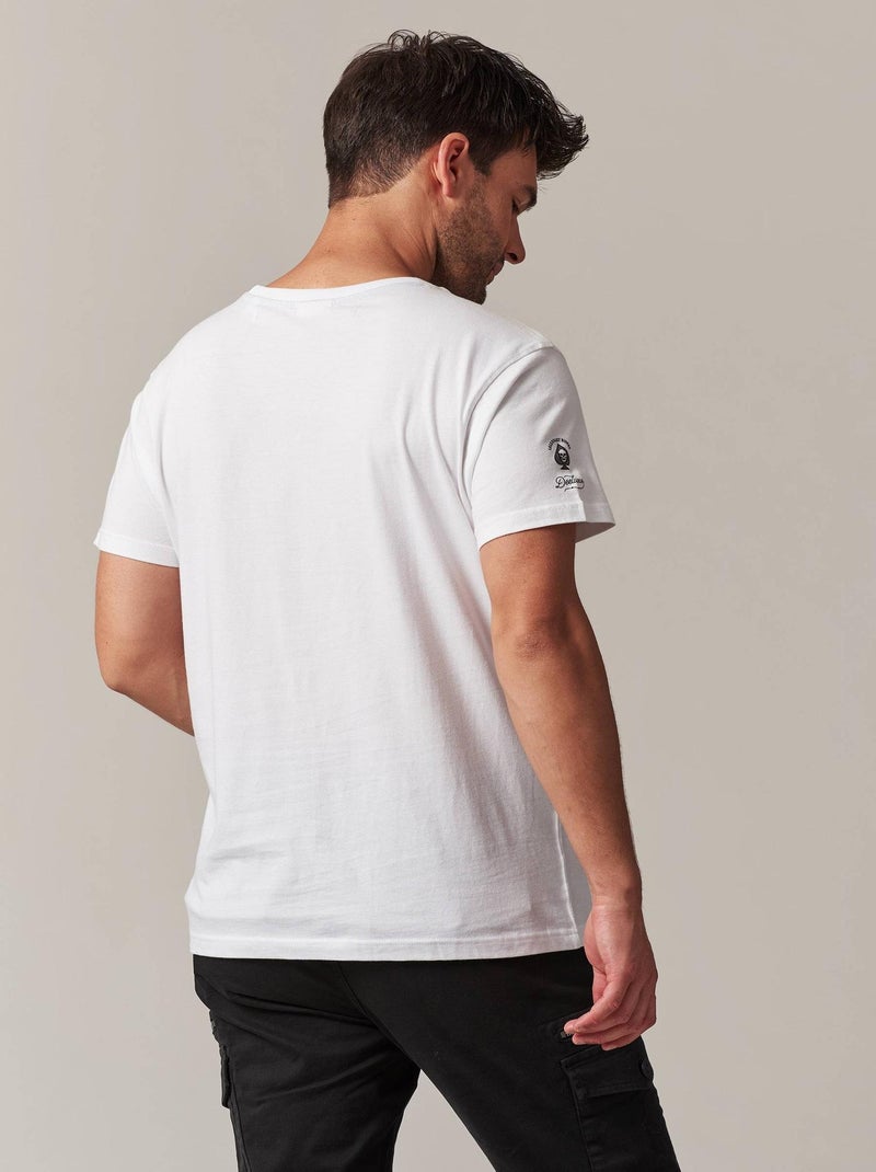 tshirt col rond avec imprimé sur le devant de moto et lettrage 'Deeluxe' Blanc - Kiabi