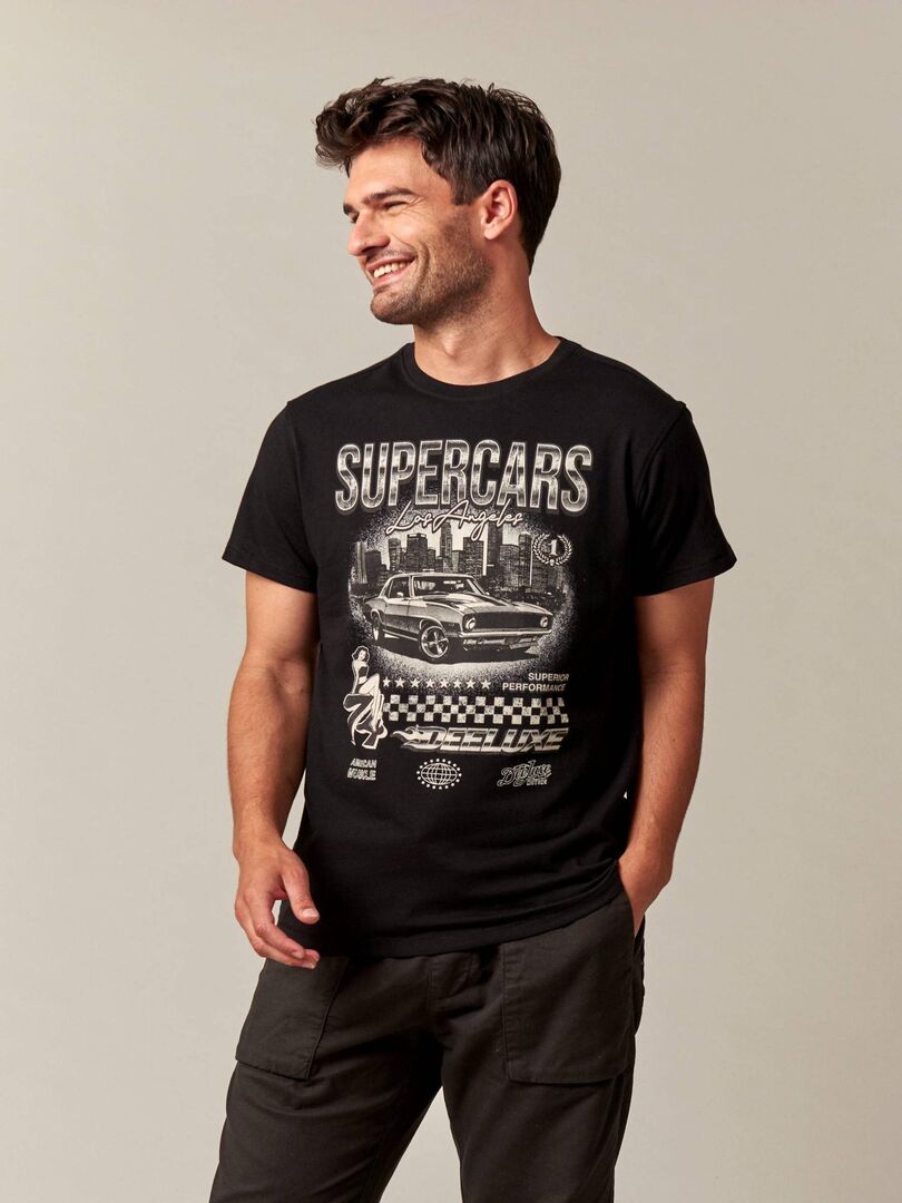 T-shirt col rond manches courtes coton vert émeraude homme | La Halle