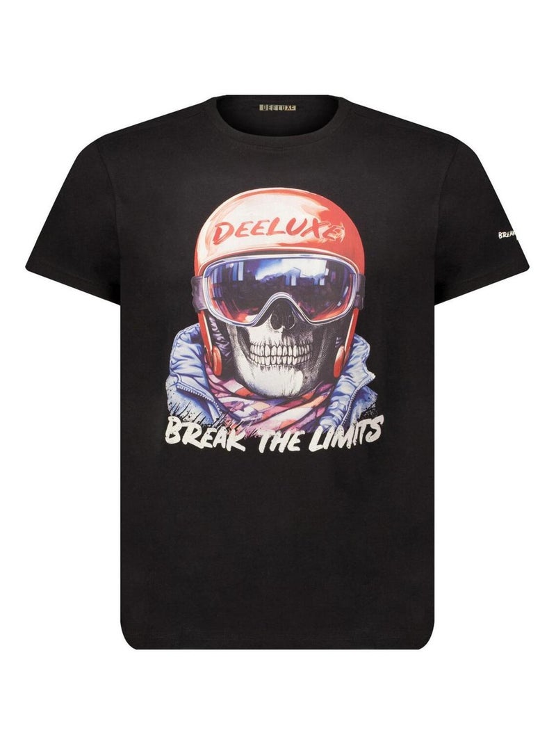 tshirt col rond avec tête de mort et casque de ski rouge 'Deeluxe' Noir - Kiabi