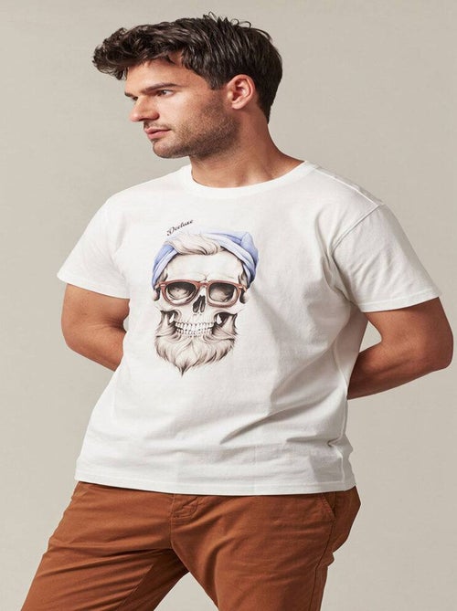 tshirt col rond avec tête de mort sur le devant 'Deeluxe' - Kiabi