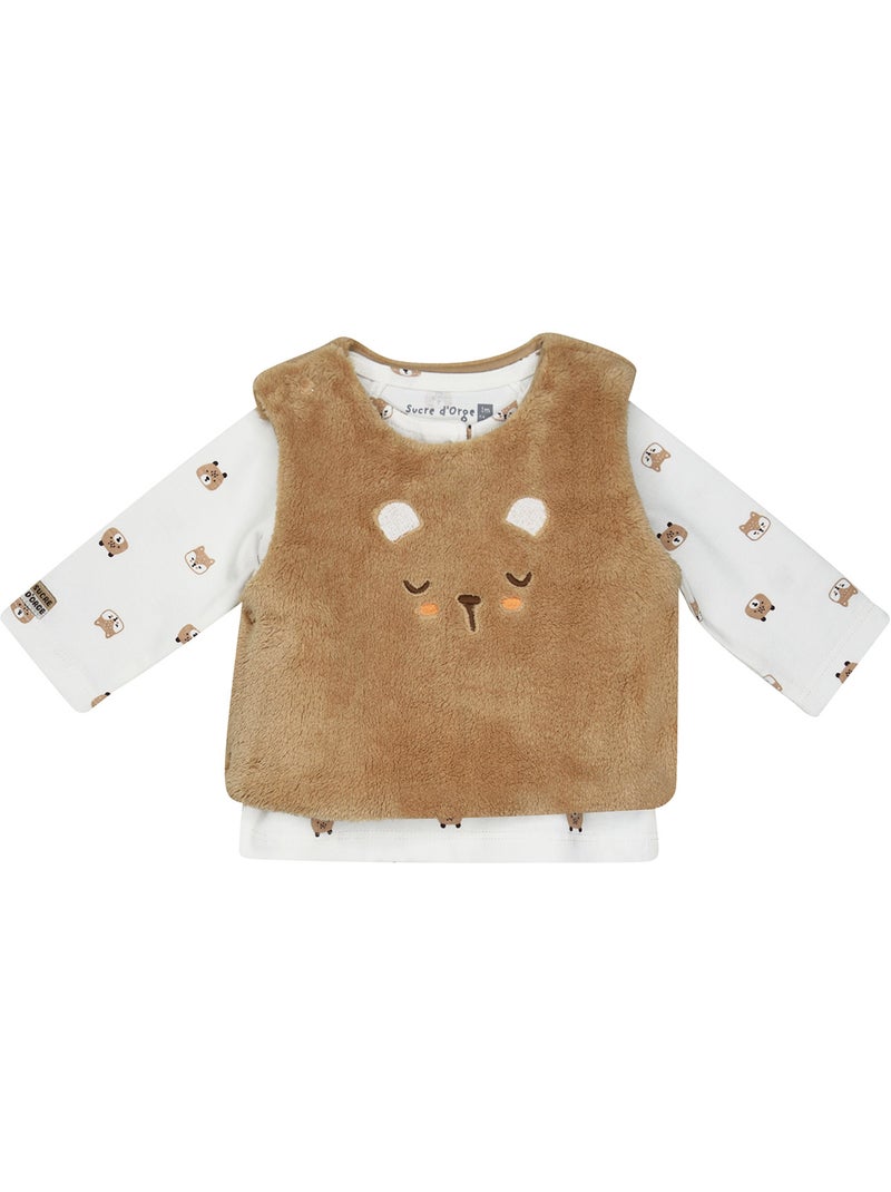 Tshirt debardeur pantalon sami maille Beige - Kiabi