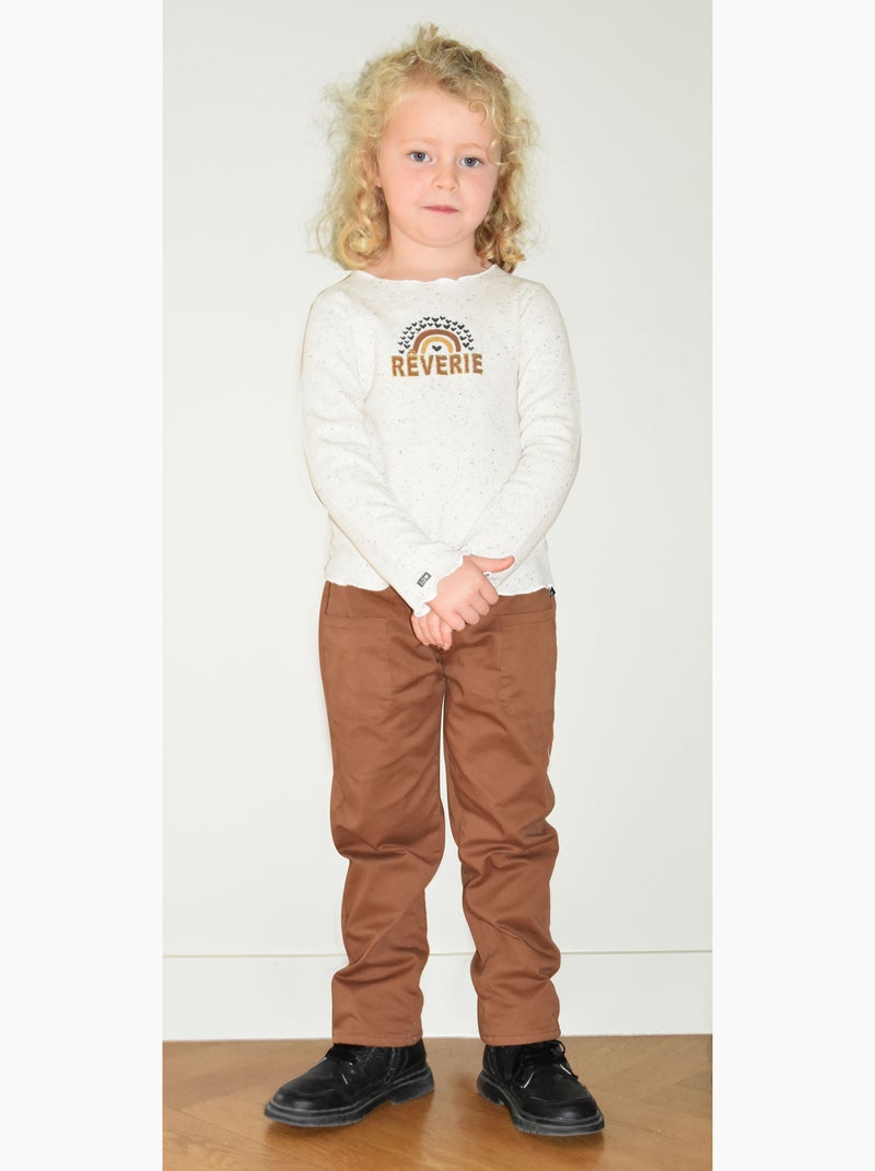 Tshirt en maille manches longues Précieuse Beige - Kiabi