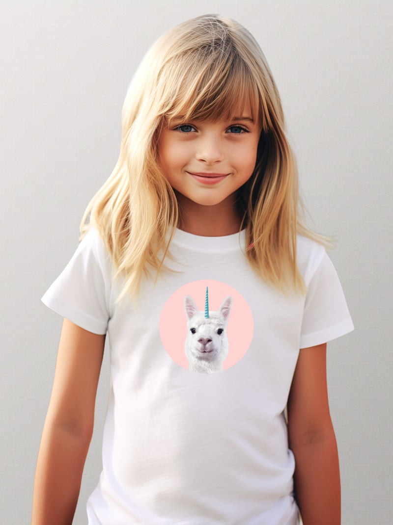 Tshirt Enfant ALPACA UNICORN Blanc - Kiabi