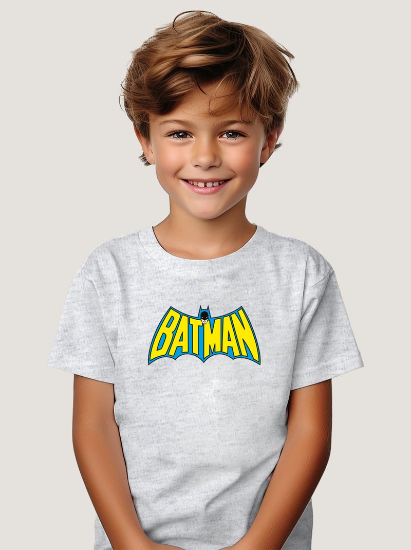 Tshirt Enfant BATMAN LOGO YELLOW BLUE Gris chiné - Kiabi