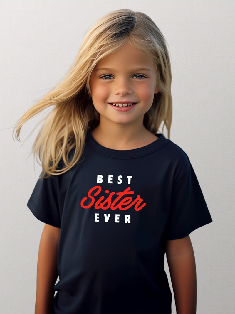 Tshirt Enfant BEST SISTER EVER Bleu marine - Kiabi