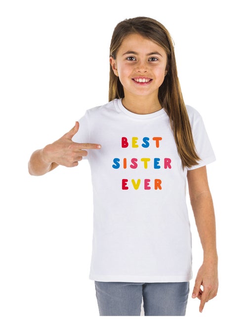 Tshirt Enfant BEST SISTER EVER COLORÉE WAF - Kiabi