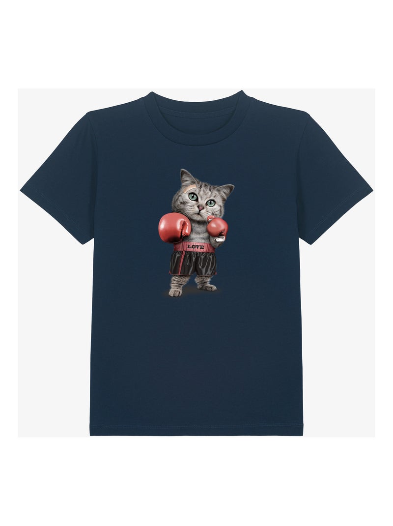 Tshirt Enfant BOXING CAT Bleu marine - Kiabi
