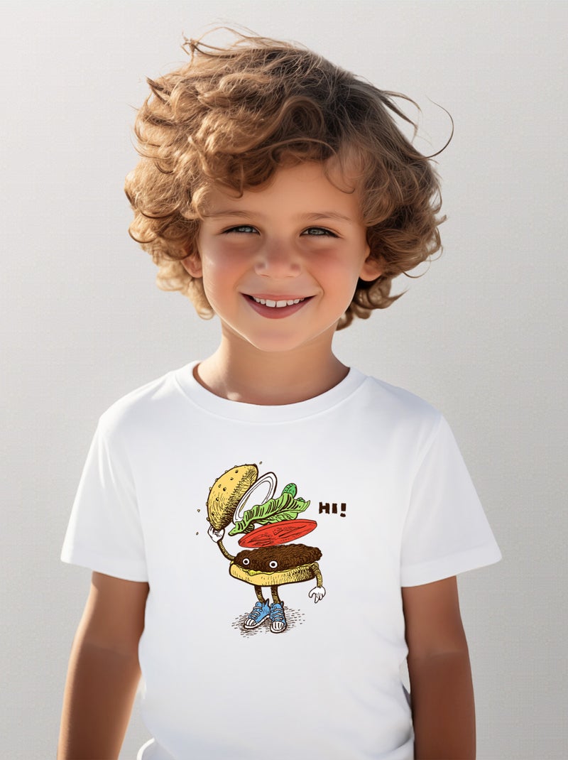 Tshirt Enfant BURGER GREETING Blanc - Kiabi