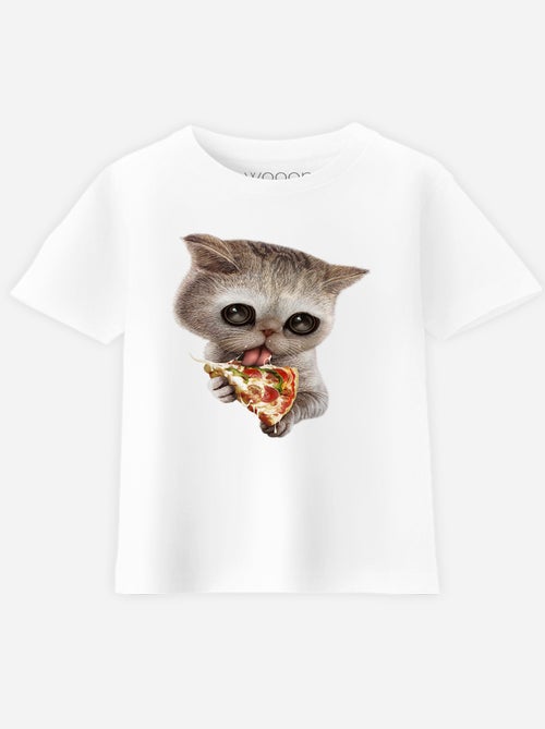 Tshirt Enfant CAT LOVES PIZZA - Kiabi