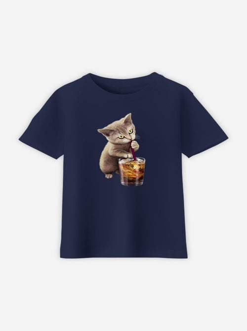 Tshirt Enfant CAT LOVES SOFT DRINK - Kiabi