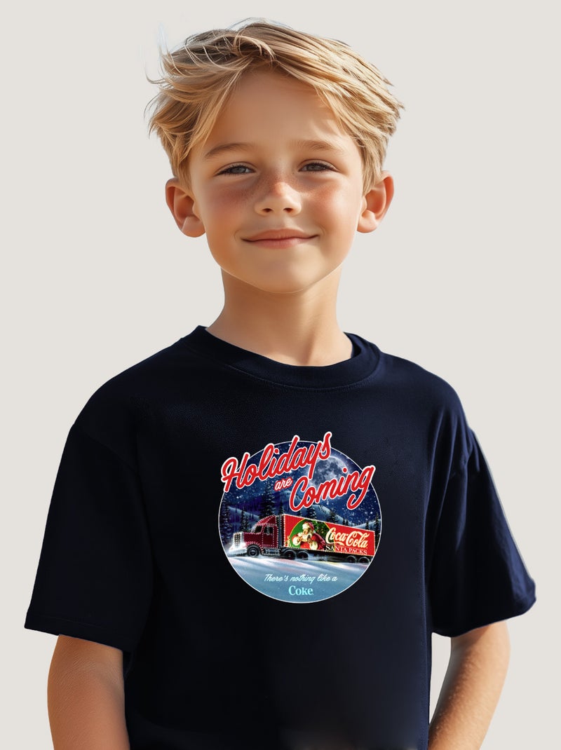 Tshirt Enfant COCA COLA HOLIDAYS COMING Bleu marine - Kiabi