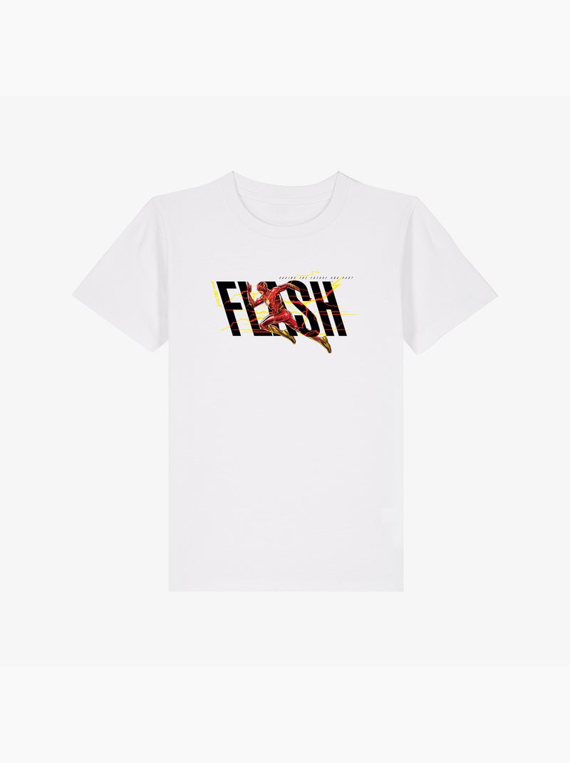 Tshirt Enfant FLASH BLACK SAVING THE FUTURE AND PAST Blanc - Kiabi
