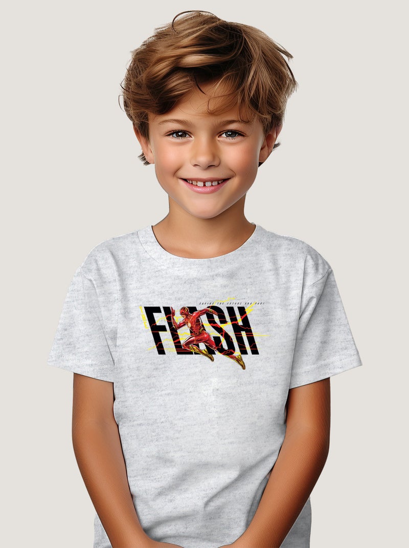Tshirt Enfant FLASH BLACK SAVING THE FUTURE AND PAST Gris chiné - Kiabi