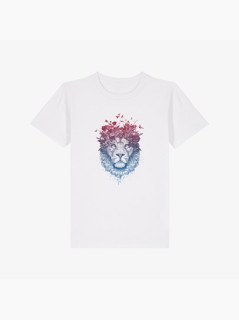 Tshirt Enfant FLORAL LION Blanc - Kiabi