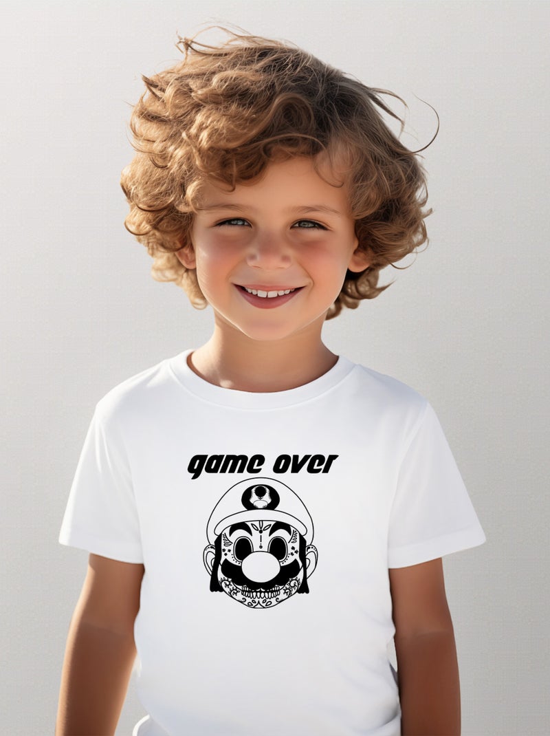 Tshirt Enfant GAME OVER MARIO Blanc - Kiabi