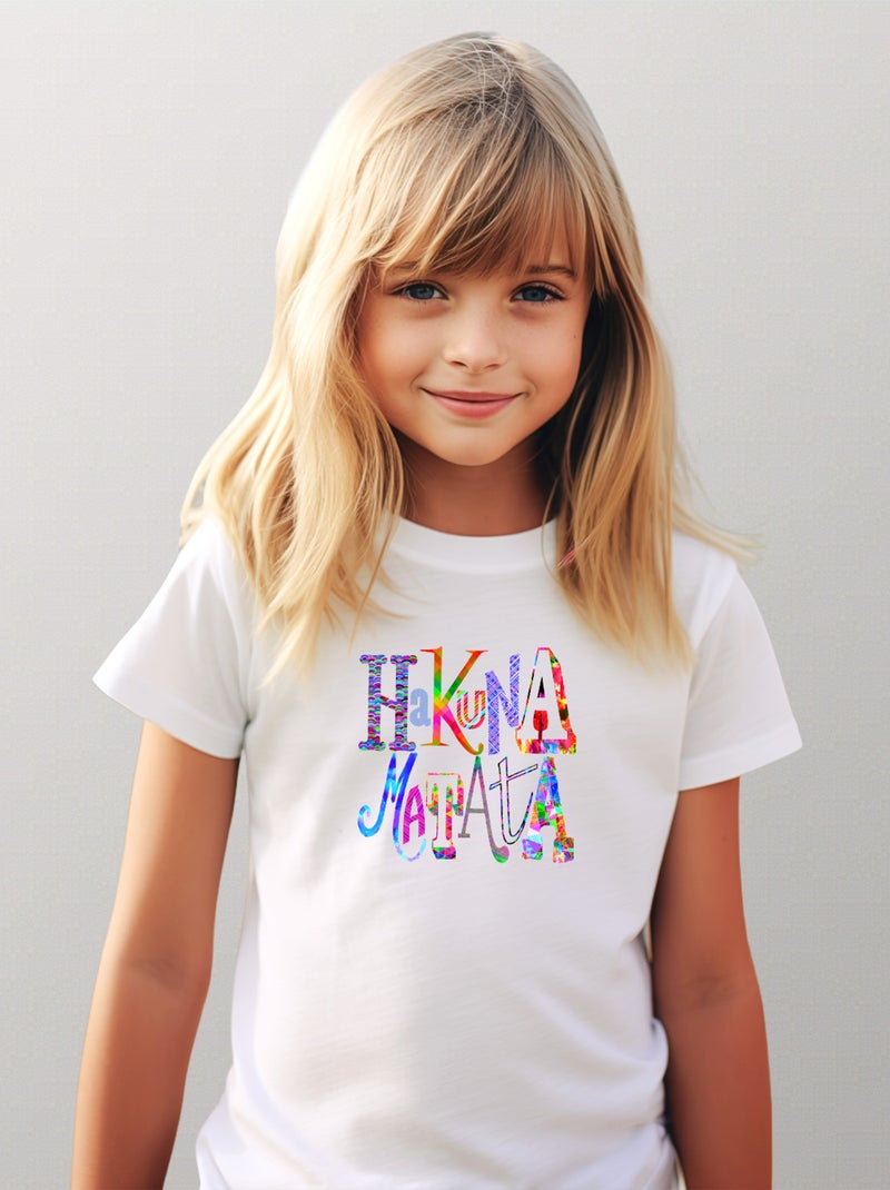 Tshirt Enfant HAKUNA MATATA COLOR Blanc - Kiabi