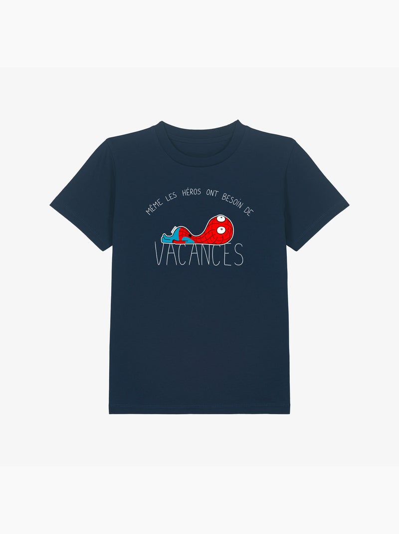 Tshirt Enfant HEROS VACANCES SPIDER Bleu marine - Kiabi
