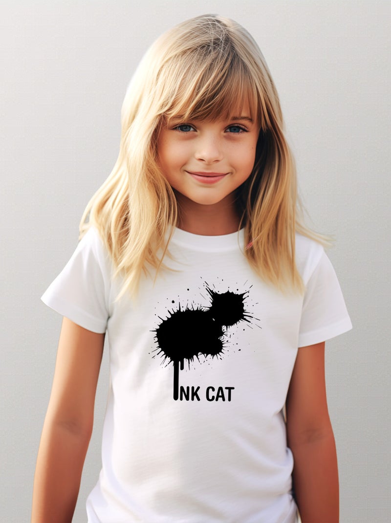Tshirt Enfant INK CAT Blanc - Kiabi