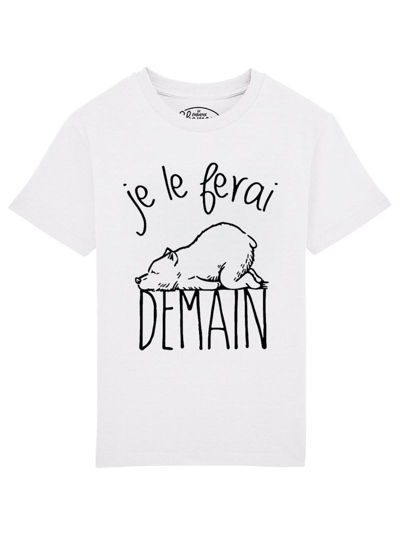 Tshirt Enfant JE LE FERAI DEMAIN Blanc - Kiabi