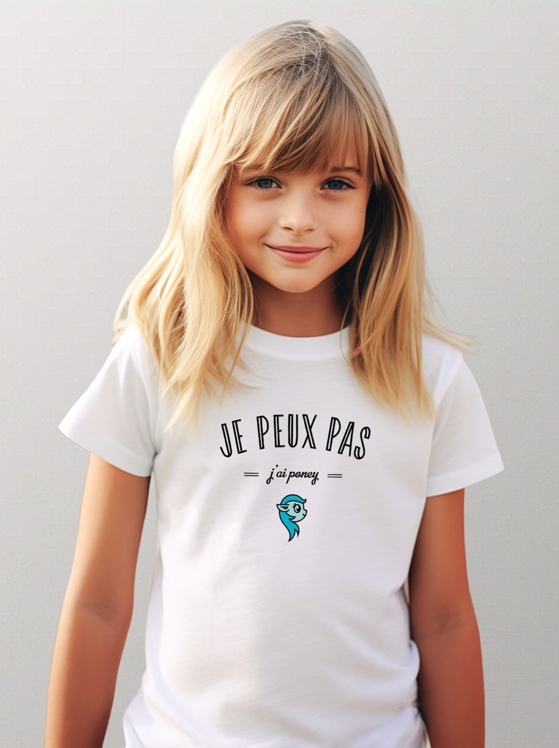 Tshirt Enfant JE PEUX PAS J'AI PONEY Blanc - Kiabi