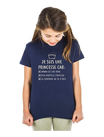 Tshirt Enfant JE SUIS UNE PRINCESSE CAR MAMAN EST UNE REINE…