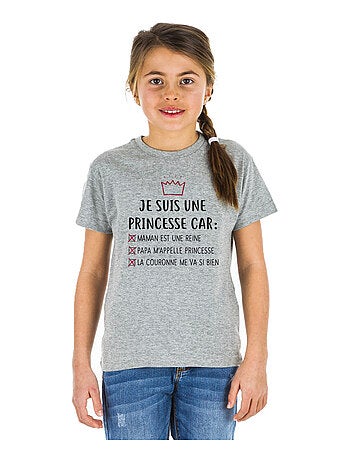 Tshirt Enfant JE SUIS UNE PRINCESSE CAR MAMAN EST UNE REINE…