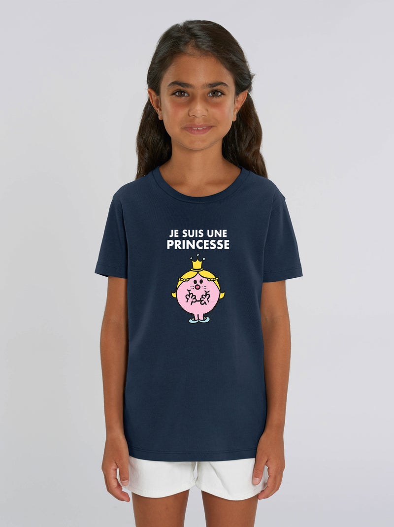Tshirt Enfant JE SUIS UNE PRINCESSE FACE Bleu marine - Kiabi