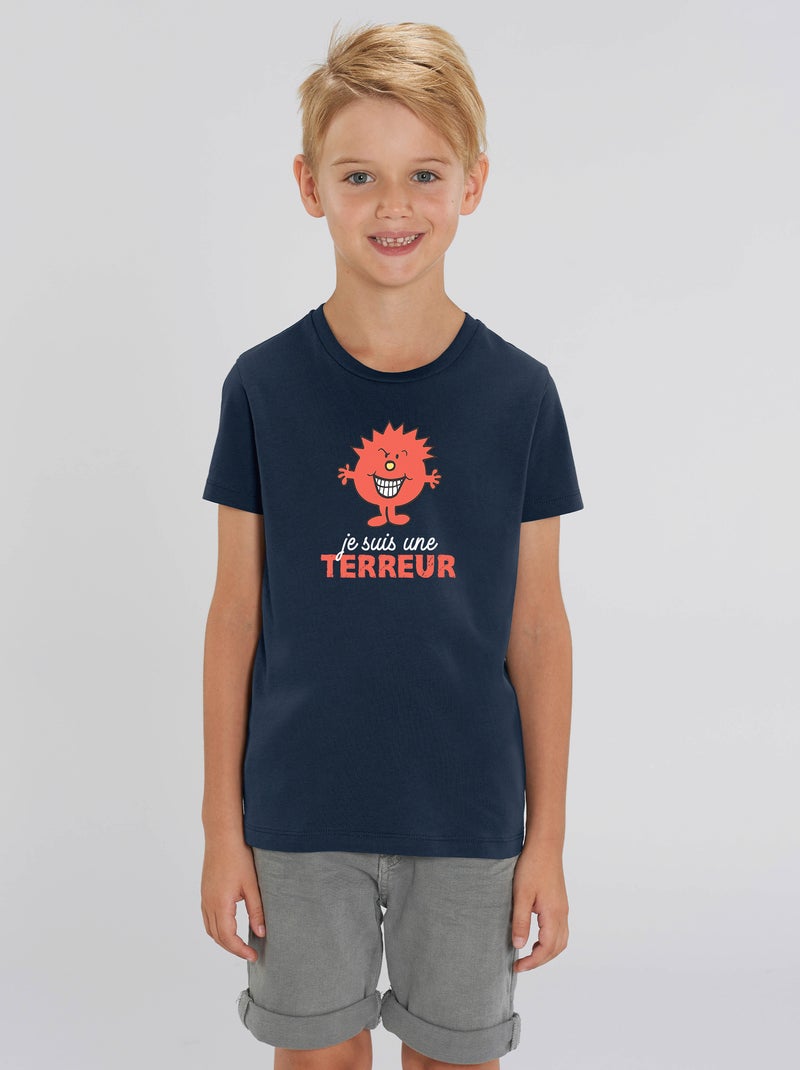 Tshirt Enfant JE SUIS UNE TERREUR Bleu marine - Kiabi
