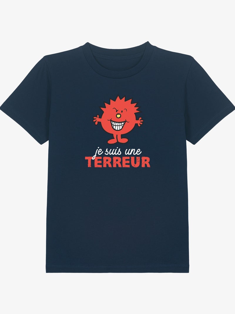 Tshirt Enfant JE SUIS UNE TERREUR Bleu marine - Kiabi