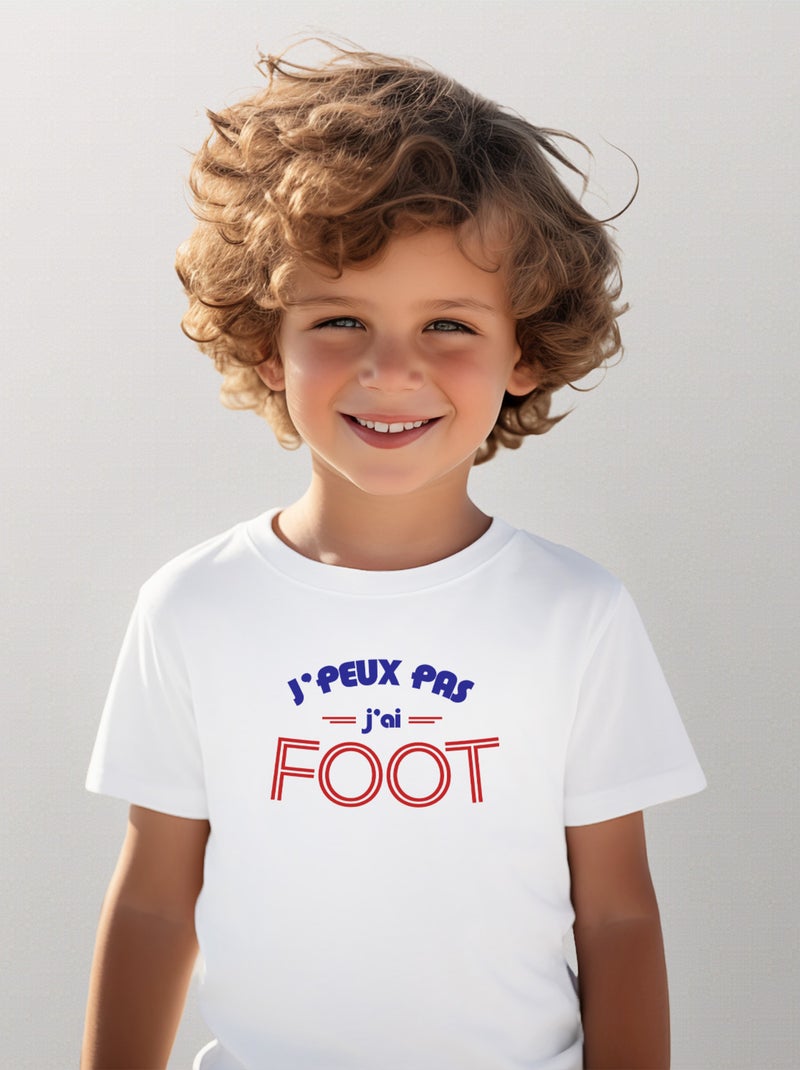 Tshirt Enfant J'PEUX PAS J'AI FOOT Blanc - Kiabi
