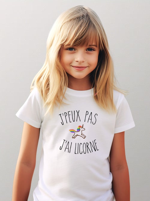 Tshirt Enfant J'PEUX PAS J'AI LICORNE - Kiabi