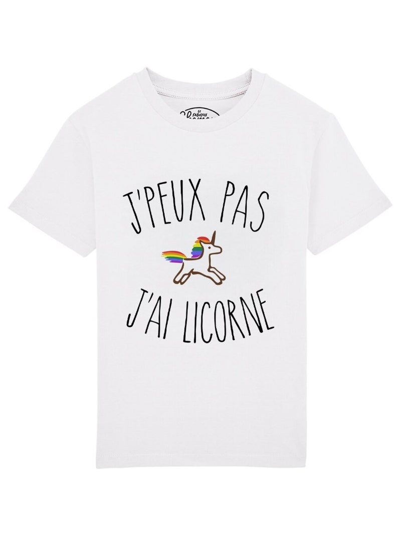 Tshirt Enfant J'PEUX PAS J'AI LICORNE Blanc - Kiabi