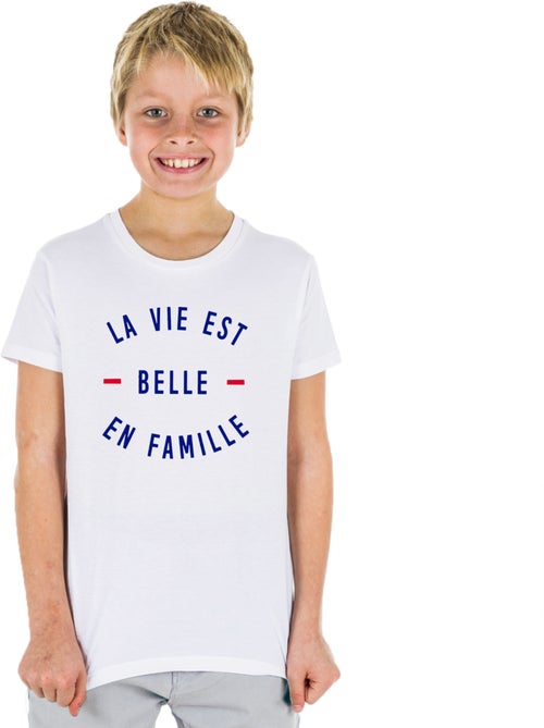 Tshirt Enfant LA VIE EST BELLE EN FAMILLE - Kiabi