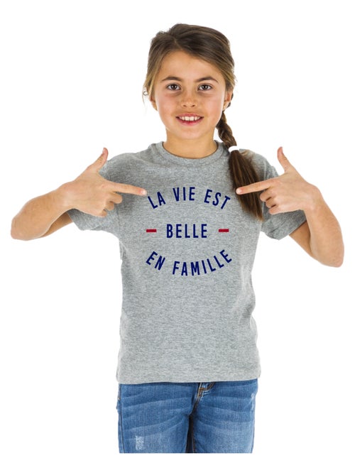 Tshirt Enfant LA VIE EST BELLE EN FAMILLE - Kiabi