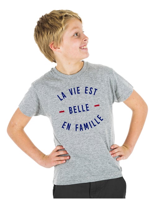 Tshirt Enfant LA VIE EST BELLE EN FAMILLE - Kiabi