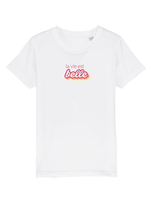 Tshirt Enfant LA VIE EST BELLE ROSE - Kiabi