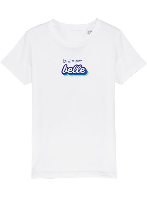 Tshirt Enfant LA VIE EST BELLE VERT - Kiabi