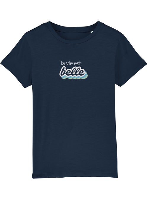 Tshirt Enfant LA VIE EST BELLE VERT - Kiabi