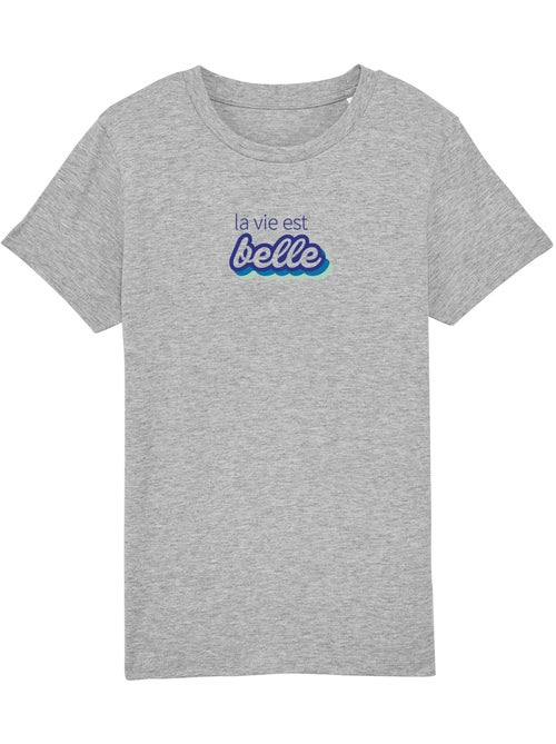 Tshirt Enfant LA VIE EST BELLE VERT - Kiabi