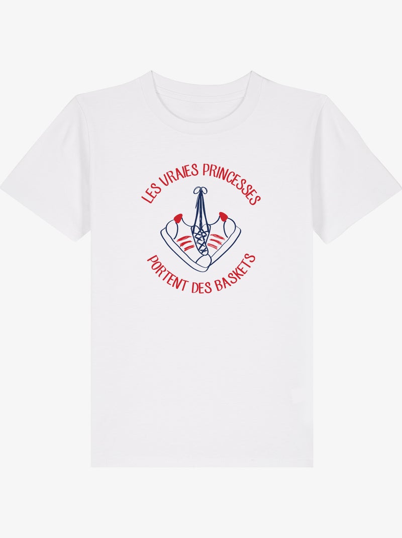 Tshirt Enfant LES VRAIES PRINCESSES PORTENT DES BASKETS Blanc - Kiabi