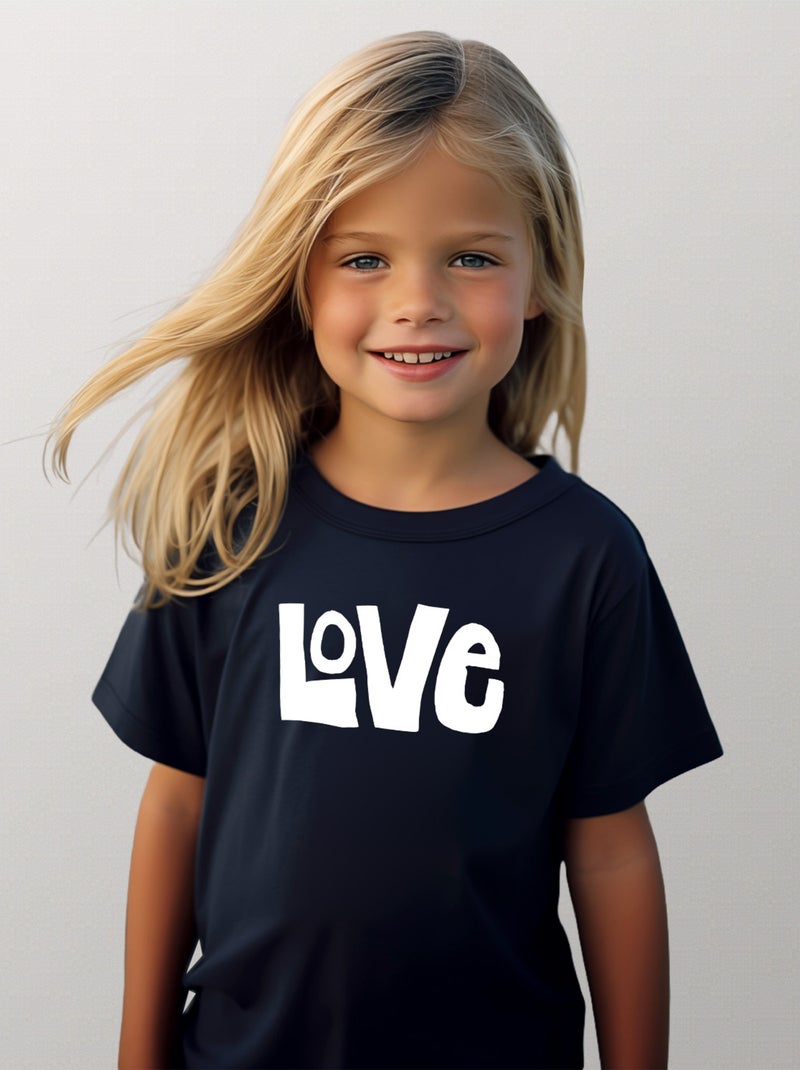 Tshirt Enfant LOVE Bleu marine - Kiabi