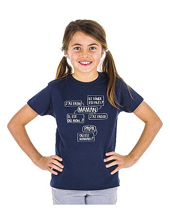 Tshirt Enfant MAMAN J'AI FAIM, LE DINER EST PRÊT ? IL EST OÙ MON ?...
