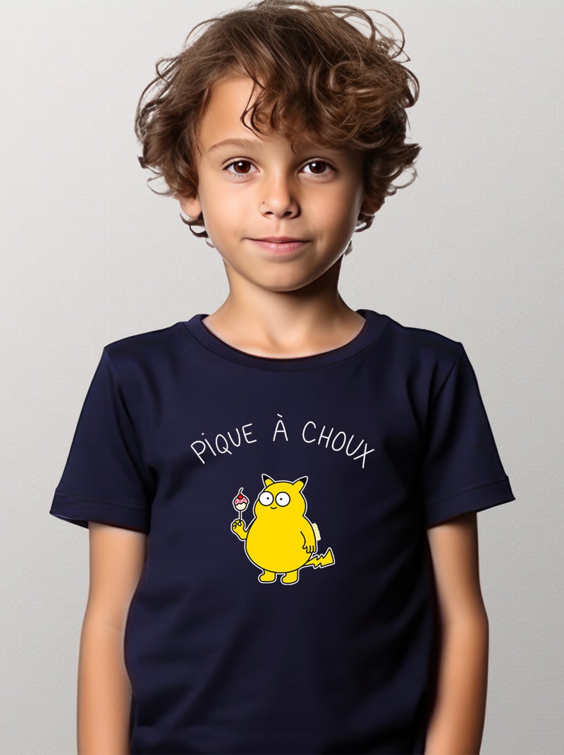 Tshirt Enfant PIQUE À CHOUX Bleu marine - Kiabi