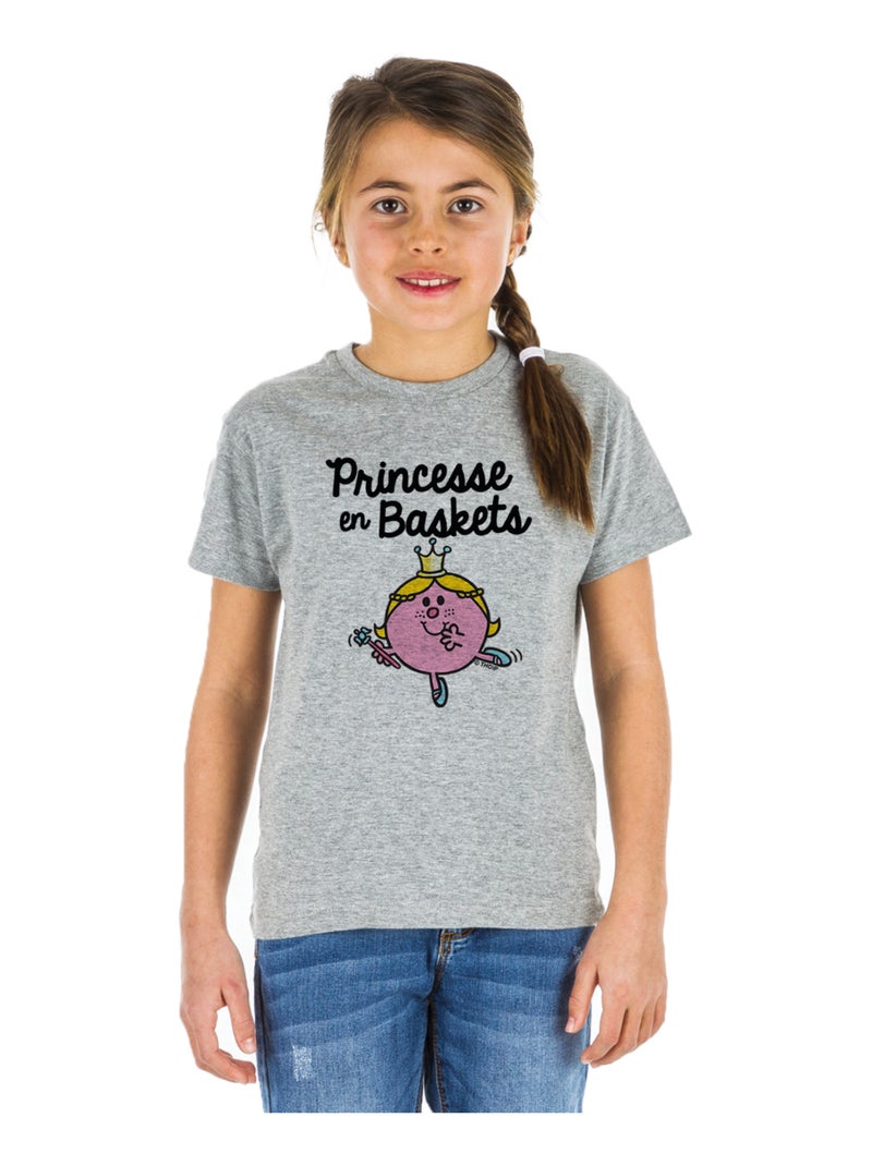 Tshirt Enfant PRINCESSE EN BASKET Gris chiné - Kiabi