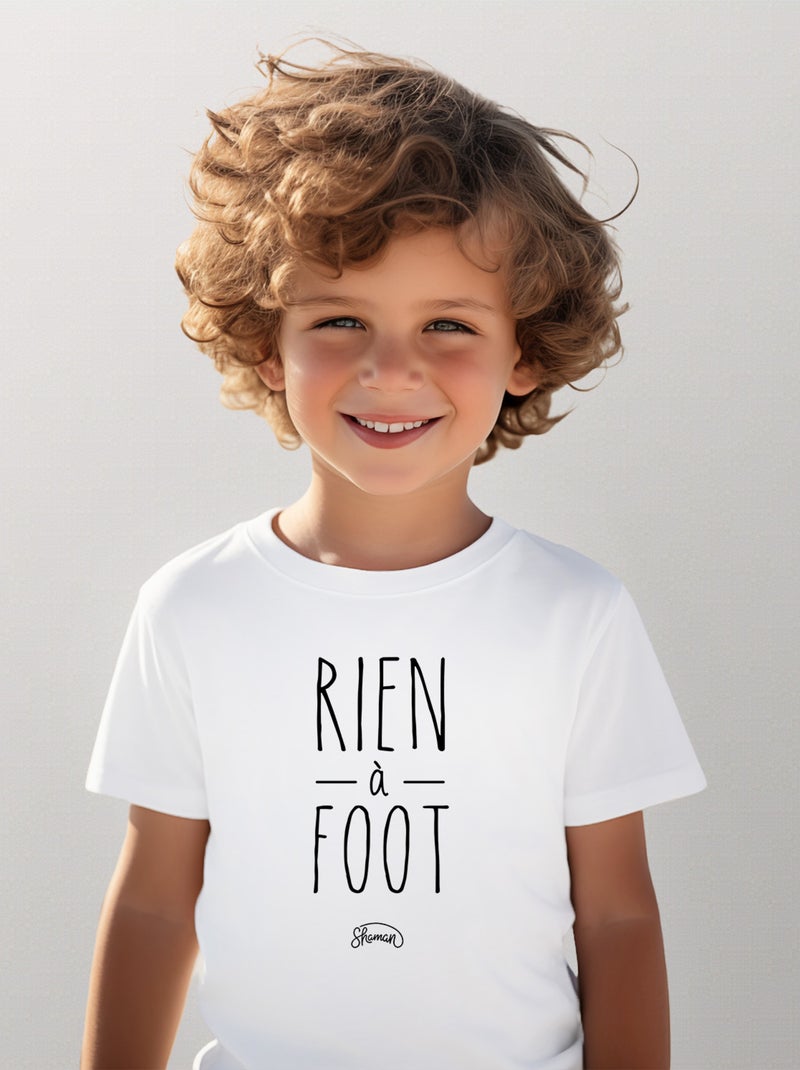 Tshirt Enfant RIEN A FOOT Blanc - Kiabi