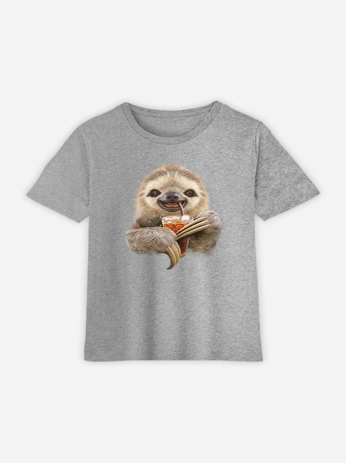 Tshirt Enfant SLOTH AND DRINK - Kiabi