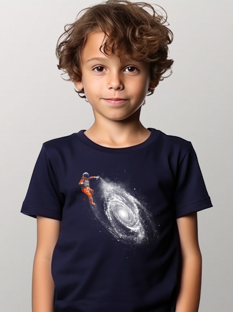 Tshirt Enfant SPACE ART Bleu marine - Kiabi